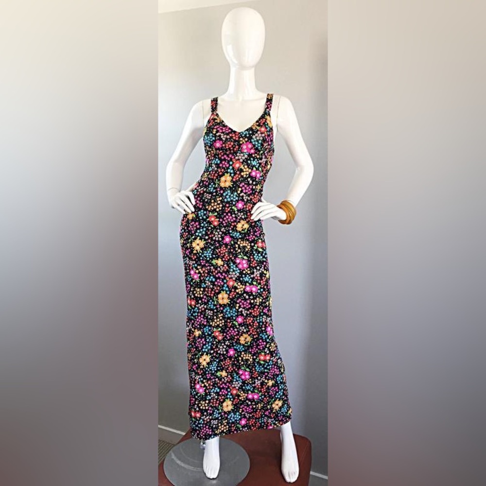 Superb VINTAGE 70’s Jack Hartley Miami cut out floral maxi